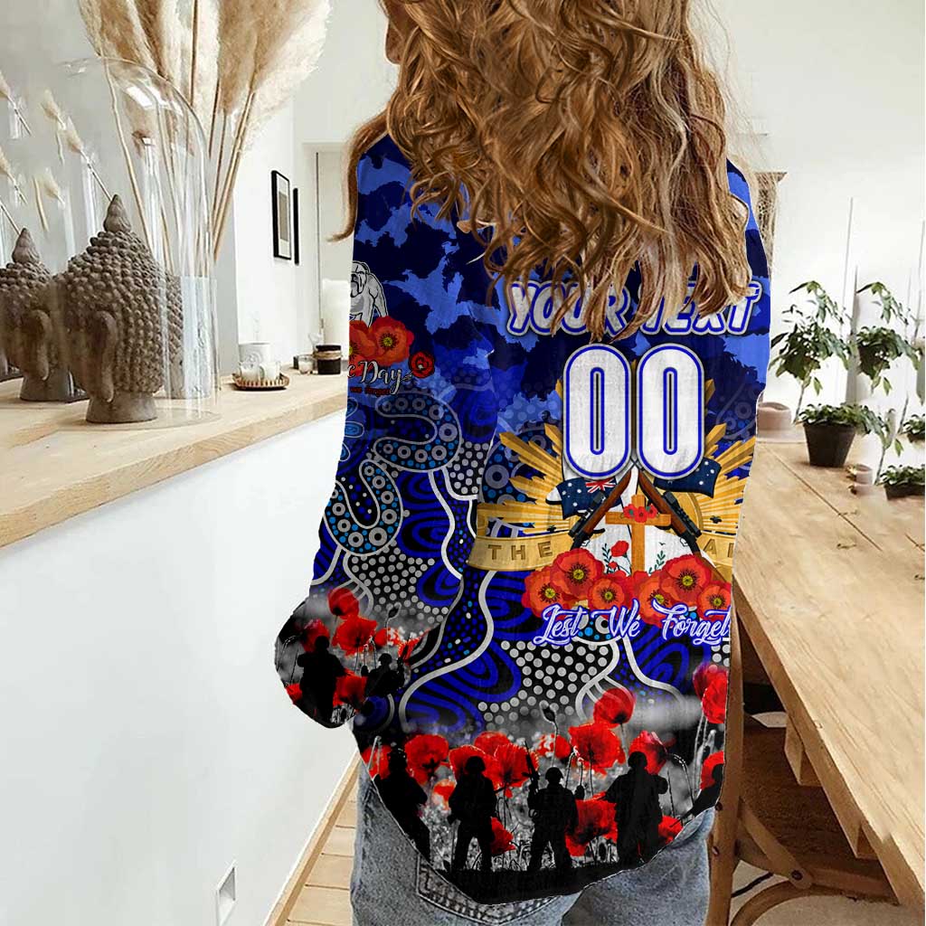 Personalized Bulldogs ANZAC Day Women Casual Shirt Australian Army - Lest We Forget