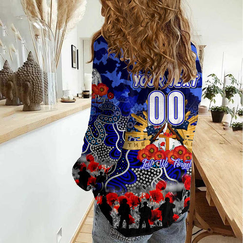 Personalized Bulldogs ANZAC Day Women Casual Shirt Australian Army - Lest We Forget