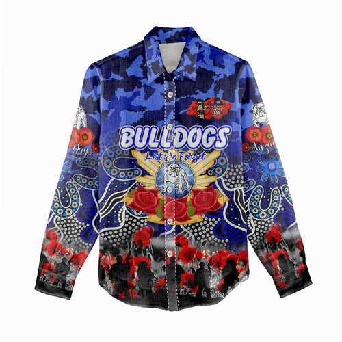 Personalized Bulldogs ANZAC Day Women Casual Shirt Australian Army - Lest We Forget