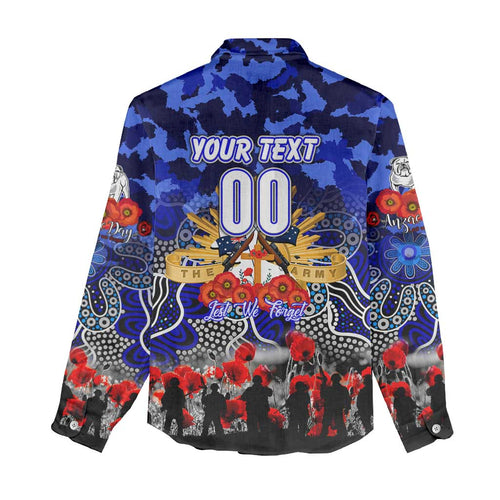 Personalized Bulldogs ANZAC Day Women Casual Shirt Australian Army - Lest We Forget
