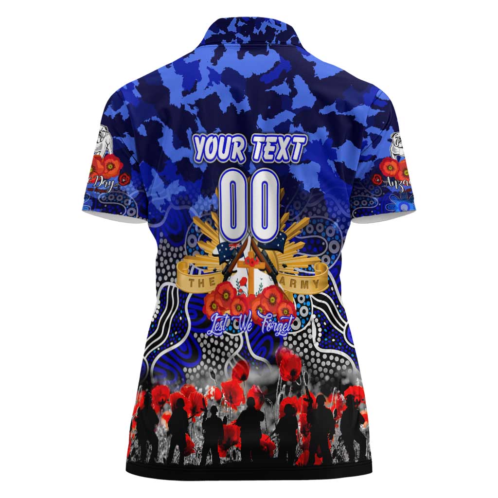 Personalized Bulldogs ANZAC Day Women Polo Shirt Australian Army - Lest We Forget