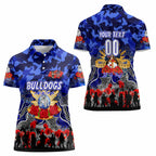 Personalized Bulldogs ANZAC Day Women Polo Shirt Australian Army - Lest We Forget