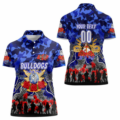 Personalized Bulldogs ANZAC Day Women Polo Shirt Australian Army - Lest We Forget
