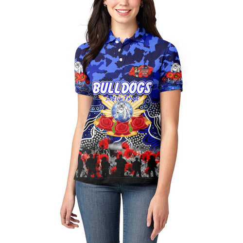 Personalized Bulldogs ANZAC Day Women Polo Shirt Australian Army - Lest We Forget