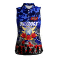 Personalized Bulldogs ANZAC Day Women Sleeveless Polo Shirt Australian Army - Lest We Forget