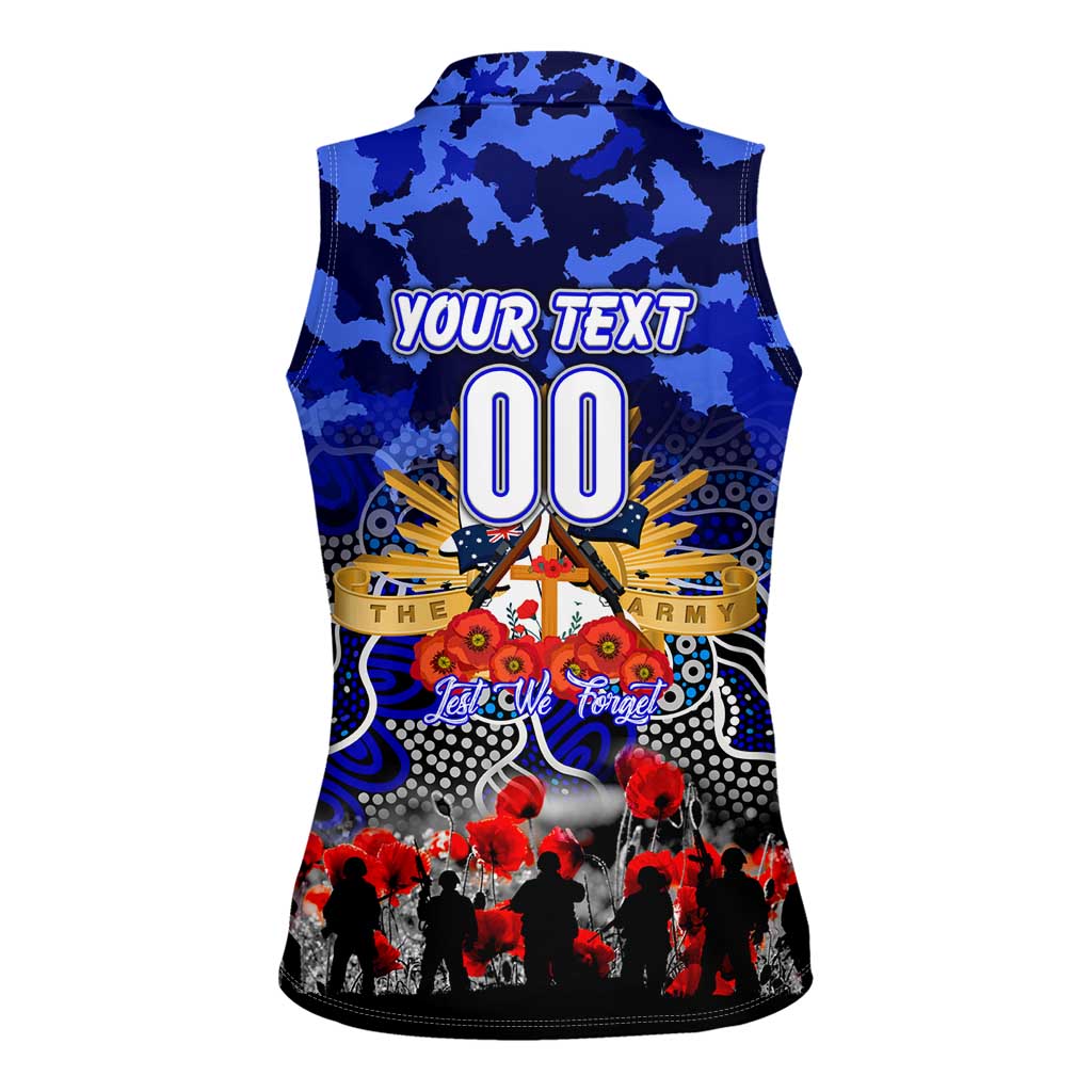Personalized Bulldogs ANZAC Day Women Sleeveless Polo Shirt Australian Army - Lest We Forget