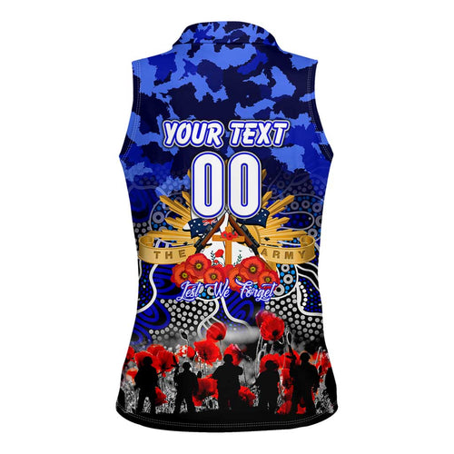 Personalized Bulldogs ANZAC Day Women Sleeveless Polo Shirt Australian Army - Lest We Forget
