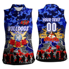 Personalized Bulldogs ANZAC Day Women Sleeveless Polo Shirt Australian Army - Lest We Forget