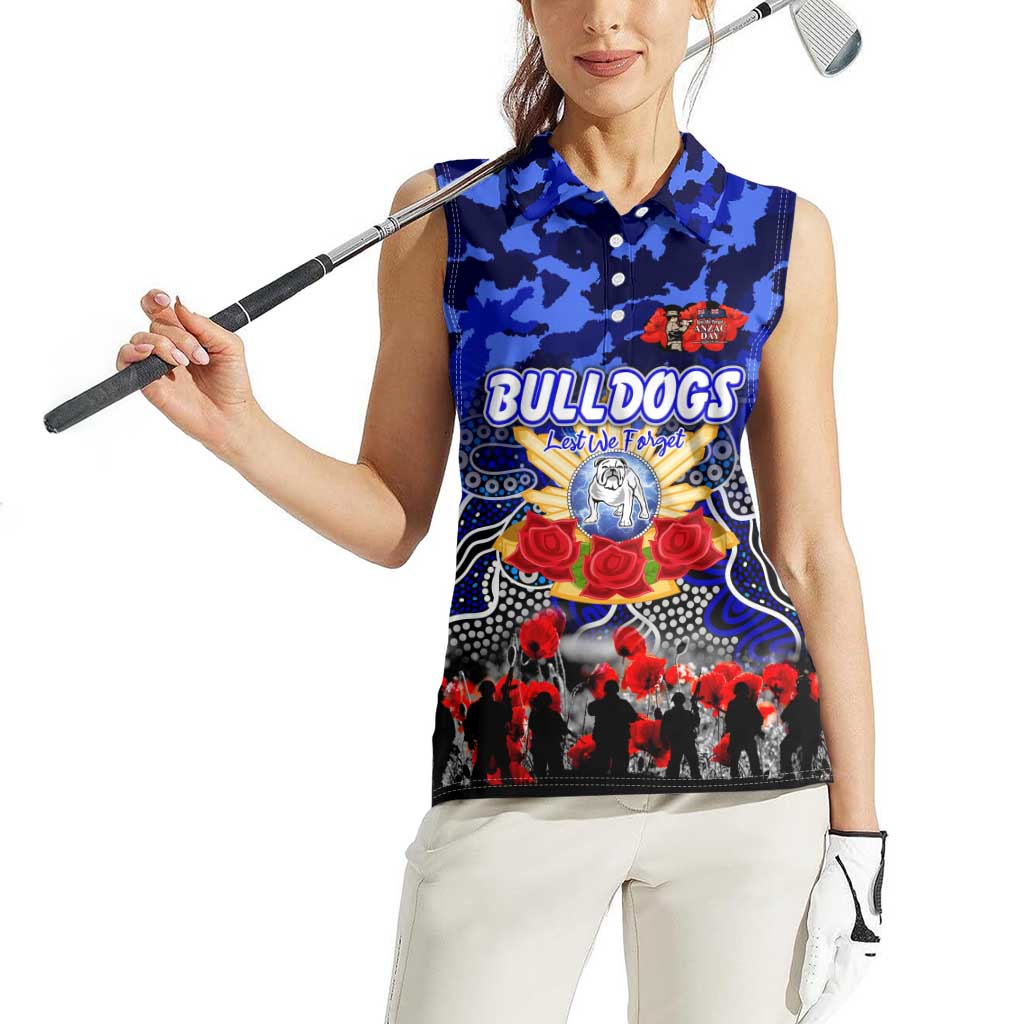 Personalized Bulldogs ANZAC Day Women Sleeveless Polo Shirt Australian Army - Lest We Forget