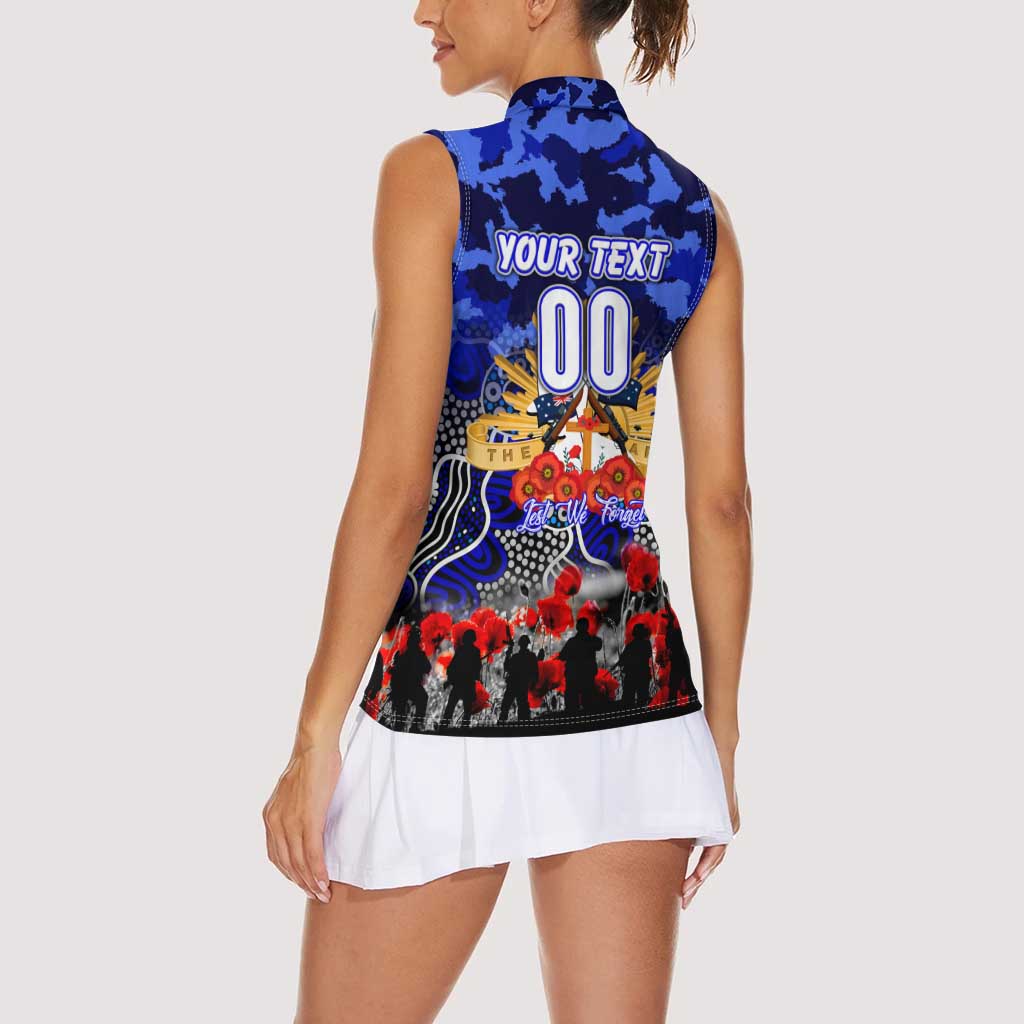 Personalized Bulldogs ANZAC Day Women Sleeveless Polo Shirt Australian Army - Lest We Forget