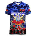 Personalized Bulldogs ANZAC Day Women V-Neck T-Shirt Australian Army - Lest We Forget