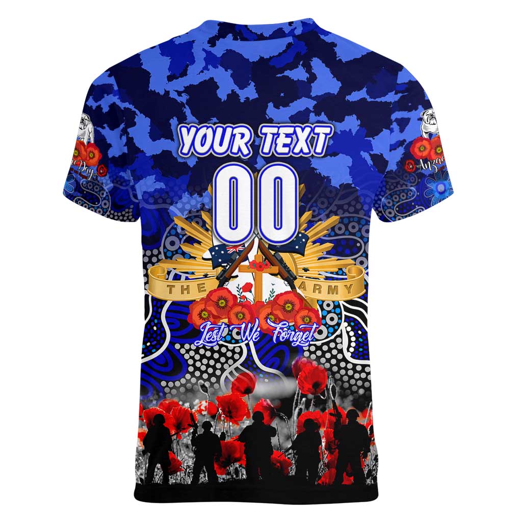 Personalized Bulldogs ANZAC Day Women V-Neck T-Shirt Australian Army - Lest We Forget