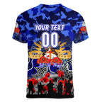 Personalized Bulldogs ANZAC Day Women V-Neck T-Shirt Australian Army - Lest We Forget
