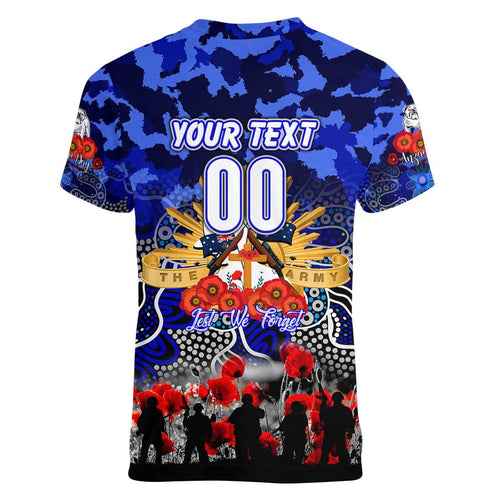 Personalized Bulldogs ANZAC Day Women V-Neck T-Shirt Australian Army - Lest We Forget