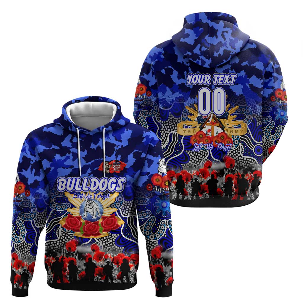 Personalized Bulldogs ANZAC Day Zip Hoodie Australian Army - Lest We Forget