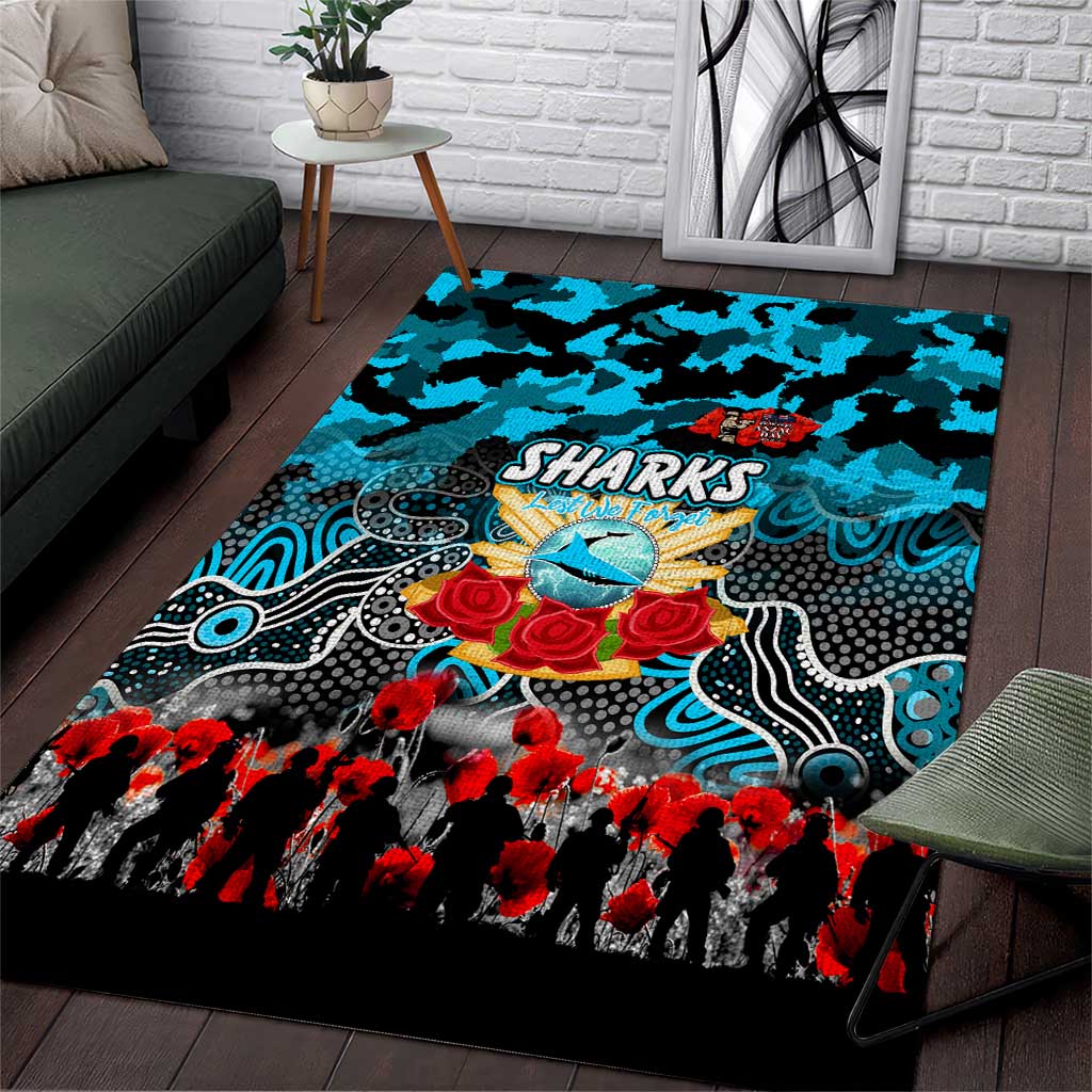 Sharks ANZAC Day Area Rug Australian Army - Lest We Forget