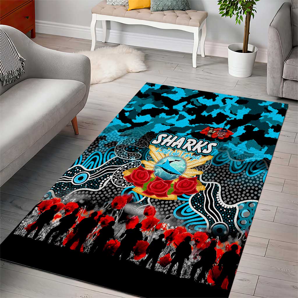 Sharks ANZAC Day Area Rug Australian Army - Lest We Forget
