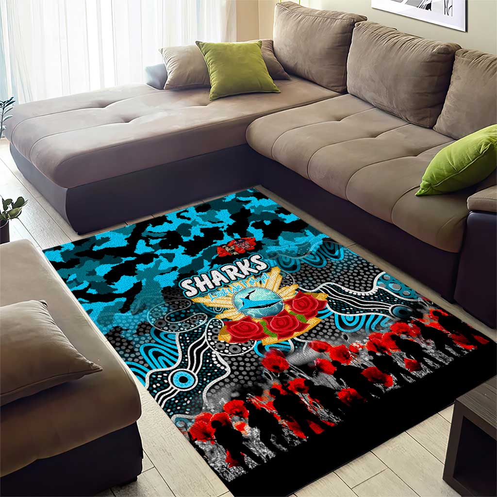 Sharks ANZAC Day Area Rug Australian Army - Lest We Forget