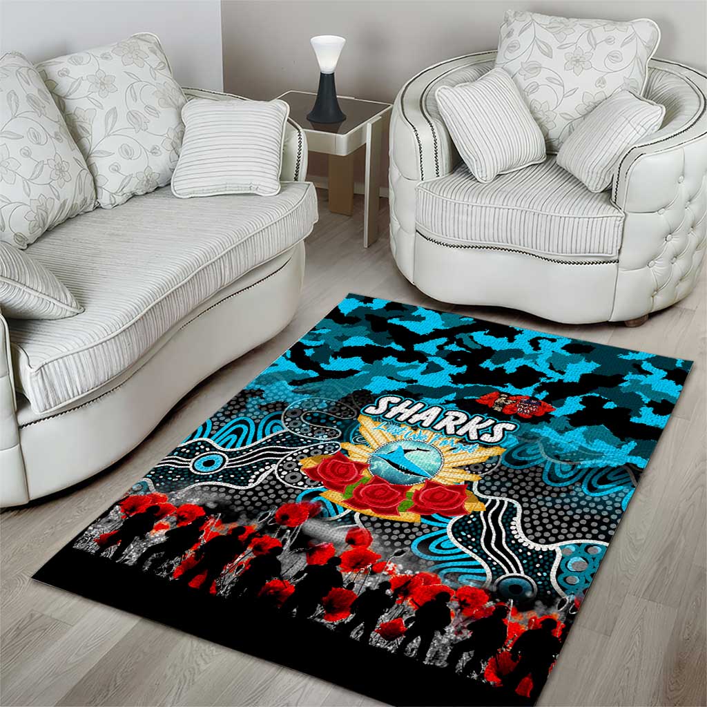 Sharks ANZAC Day Area Rug Australian Army - Lest We Forget