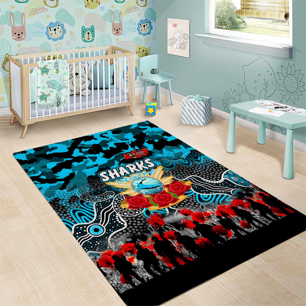 Sharks ANZAC Day Area Rug Australian Army - Lest We Forget