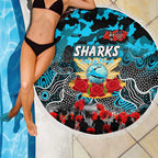 Sharks ANZAC Day Beach Blanket Australian Army - Lest We Forget