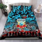 Sharks ANZAC Day Bedding Set Australian Army - Lest We Forget