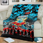 Sharks ANZAC Day Blanket Australian Army - Lest We Forget