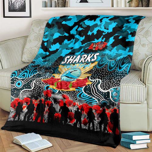 Sharks ANZAC Day Blanket Australian Army - Lest We Forget