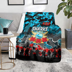 Sharks ANZAC Day Blanket Australian Army - Lest We Forget