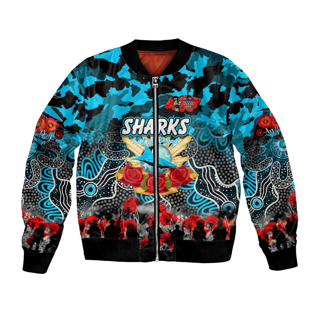 Personalized Sharks ANZAC Day Bomber Jacket Australian Army - Lest We Forget