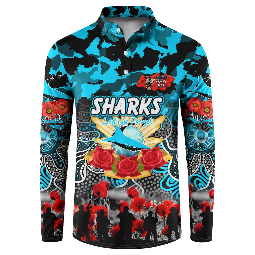 Personalized Sharks ANZAC Day Button Sweatshirt Australian Army - Lest We Forget