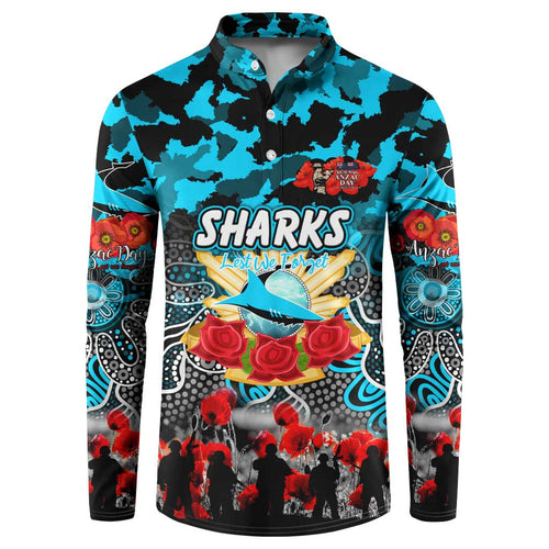 Personalized Sharks ANZAC Day Button Sweatshirt Australian Army - Lest We Forget
