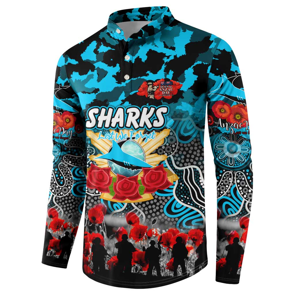 Personalized Sharks ANZAC Day Button Sweatshirt Australian Army - Lest We Forget