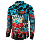 Personalized Sharks ANZAC Day Button Sweatshirt Australian Army - Lest We Forget