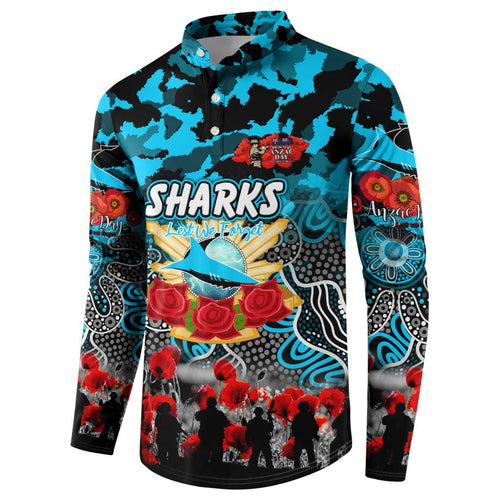Personalized Sharks ANZAC Day Button Sweatshirt Australian Army - Lest We Forget