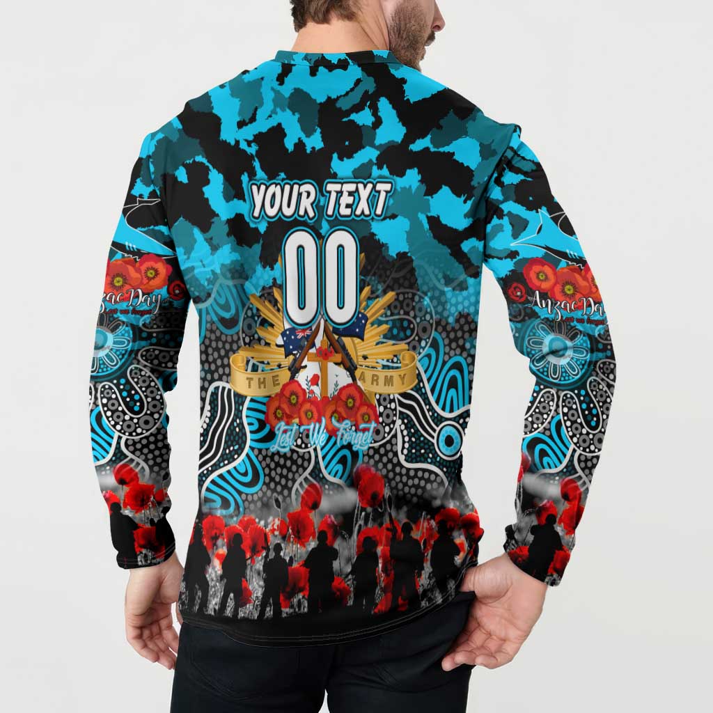 Personalized Sharks ANZAC Day Button Sweatshirt Australian Army - Lest We Forget