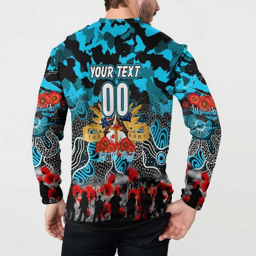 Personalized Sharks ANZAC Day Button Sweatshirt Australian Army - Lest We Forget