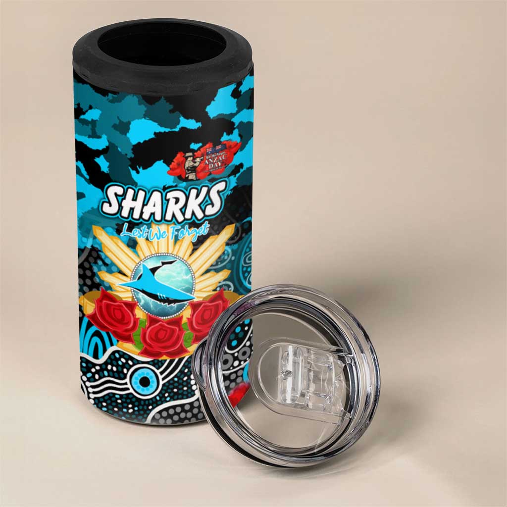 Personalized Sharks ANZAC Day 4 in 1 Can Cooler Tumbler Australian Army - Lest We Forget