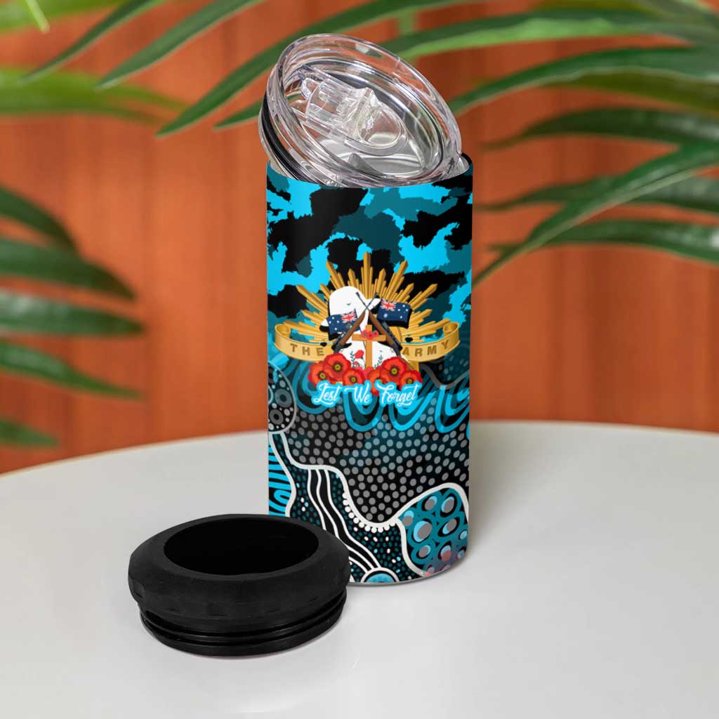 Personalized Sharks ANZAC Day 4 in 1 Can Cooler Tumbler Australian Army - Lest We Forget