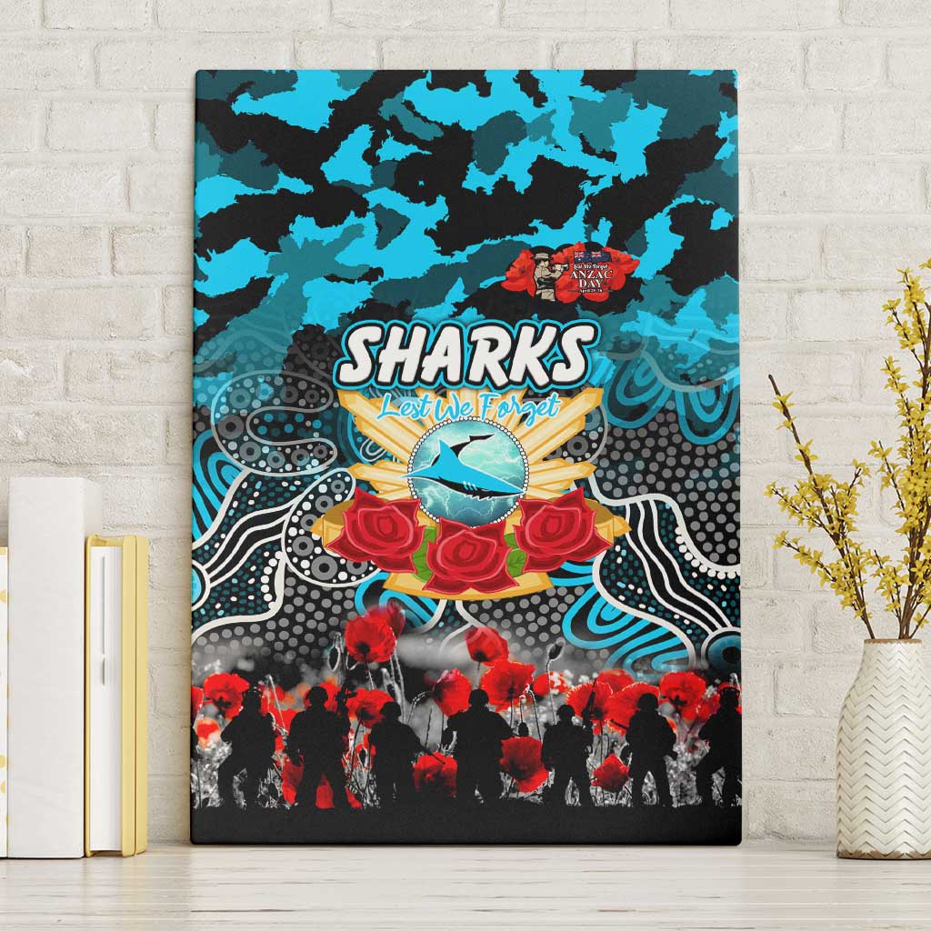 Sharks ANZAC Day Canvas Wall Art Australian Army - Lest We Forget
