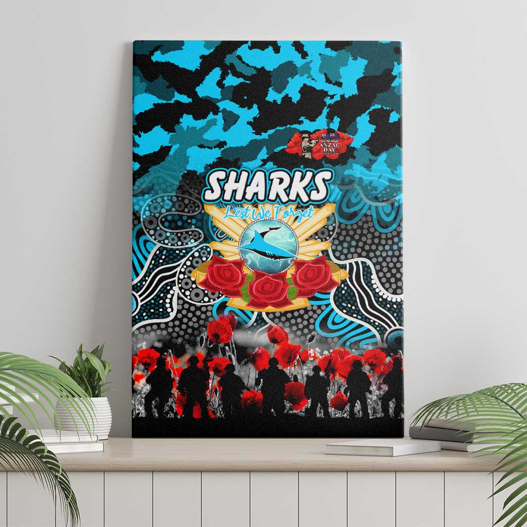 Sharks ANZAC Day Canvas Wall Art Australian Army - Lest We Forget