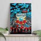 Sharks ANZAC Day Canvas Wall Art Australian Army - Lest We Forget