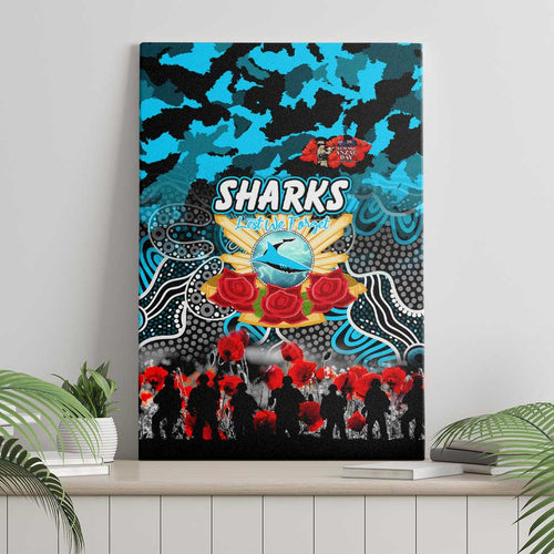 Sharks ANZAC Day Canvas Wall Art Australian Army - Lest We Forget