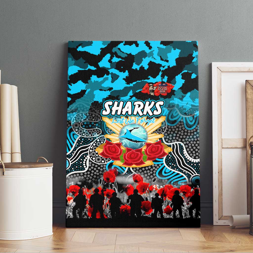 Sharks ANZAC Day Canvas Wall Art Australian Army - Lest We Forget