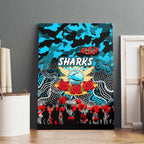 Sharks ANZAC Day Canvas Wall Art Australian Army - Lest We Forget
