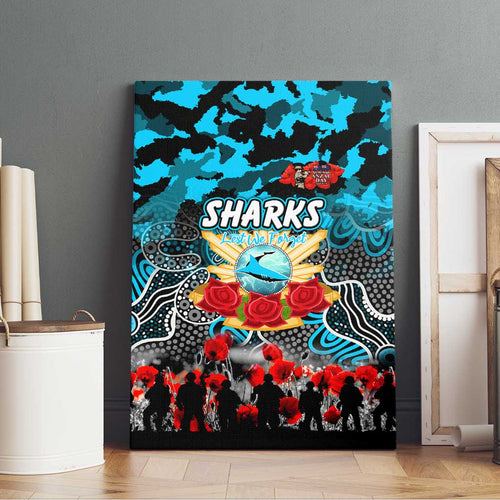 Sharks ANZAC Day Canvas Wall Art Australian Army - Lest We Forget