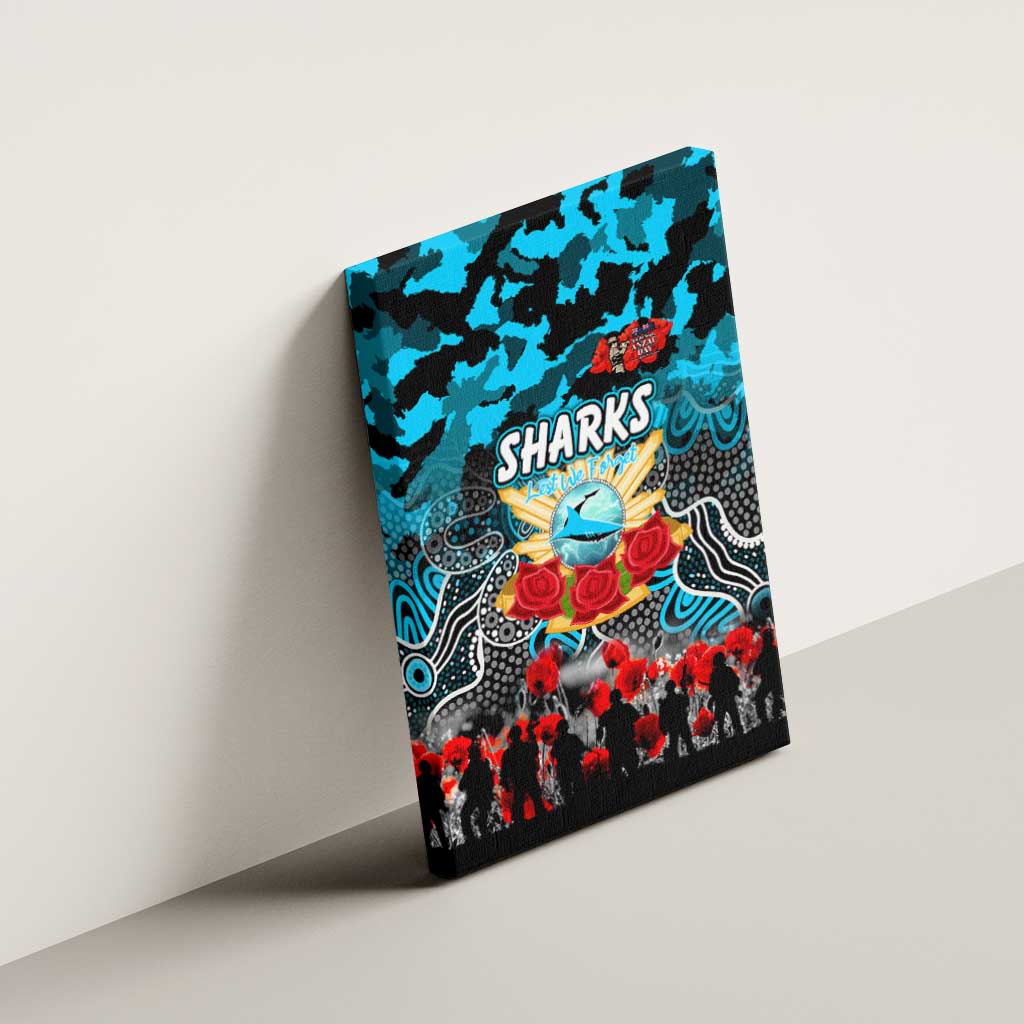 Sharks ANZAC Day Canvas Wall Art Australian Army - Lest We Forget