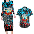 Personalized Sharks ANZAC Day Couples Matching Long Sleeve Bodycon Dress and Hawaiian Shirt Australian Army - Lest We Forget