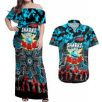 Personalized Sharks ANZAC Day Couples Matching Off Shoulder Maxi Dress and Hawaiian Shirt Australian Army - Lest We Forget