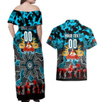 Personalized Sharks ANZAC Day Couples Matching Off Shoulder Maxi Dress and Hawaiian Shirt Australian Army - Lest We Forget